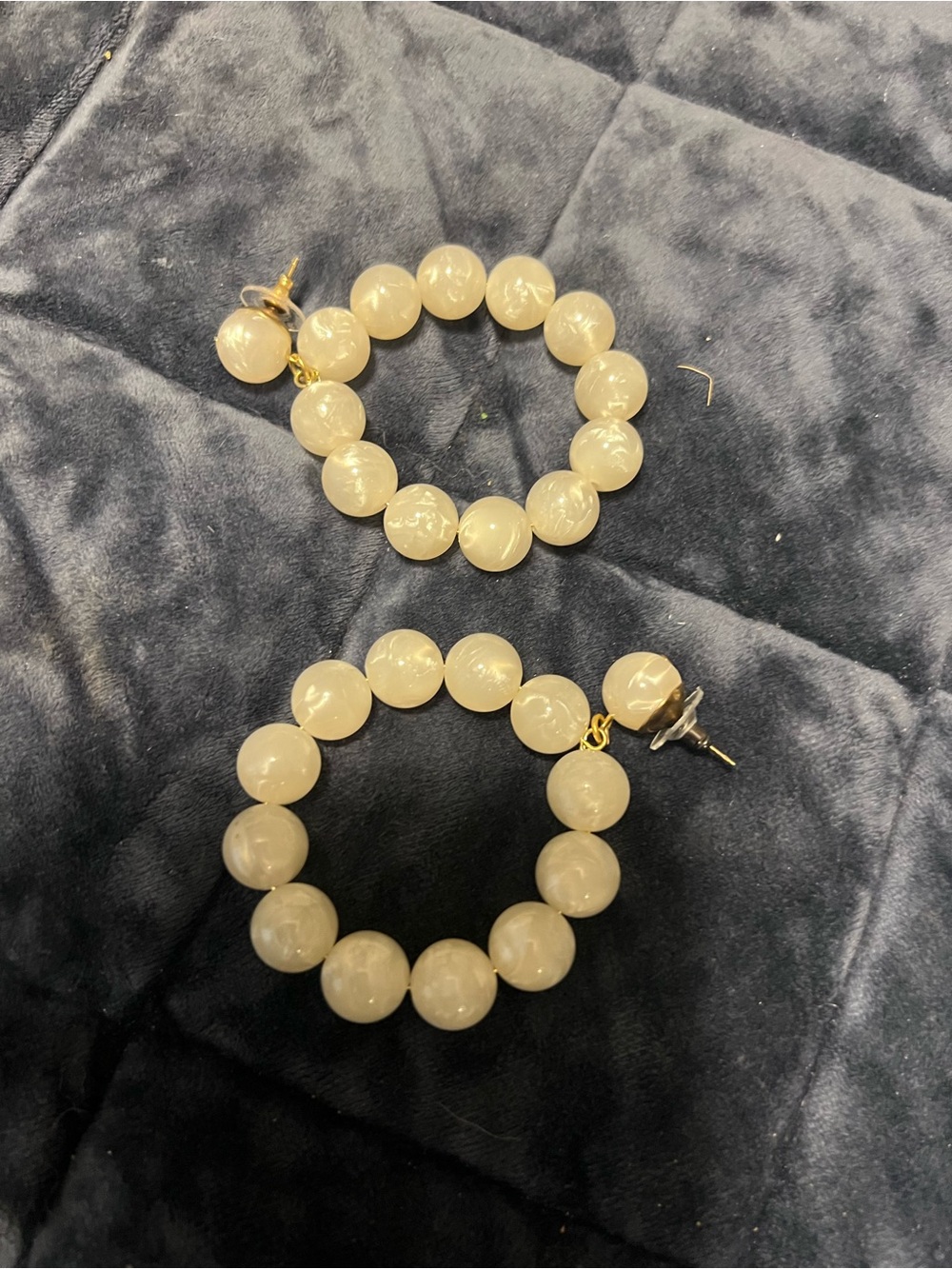 Beaded Hoop Earrings - Cream Beads